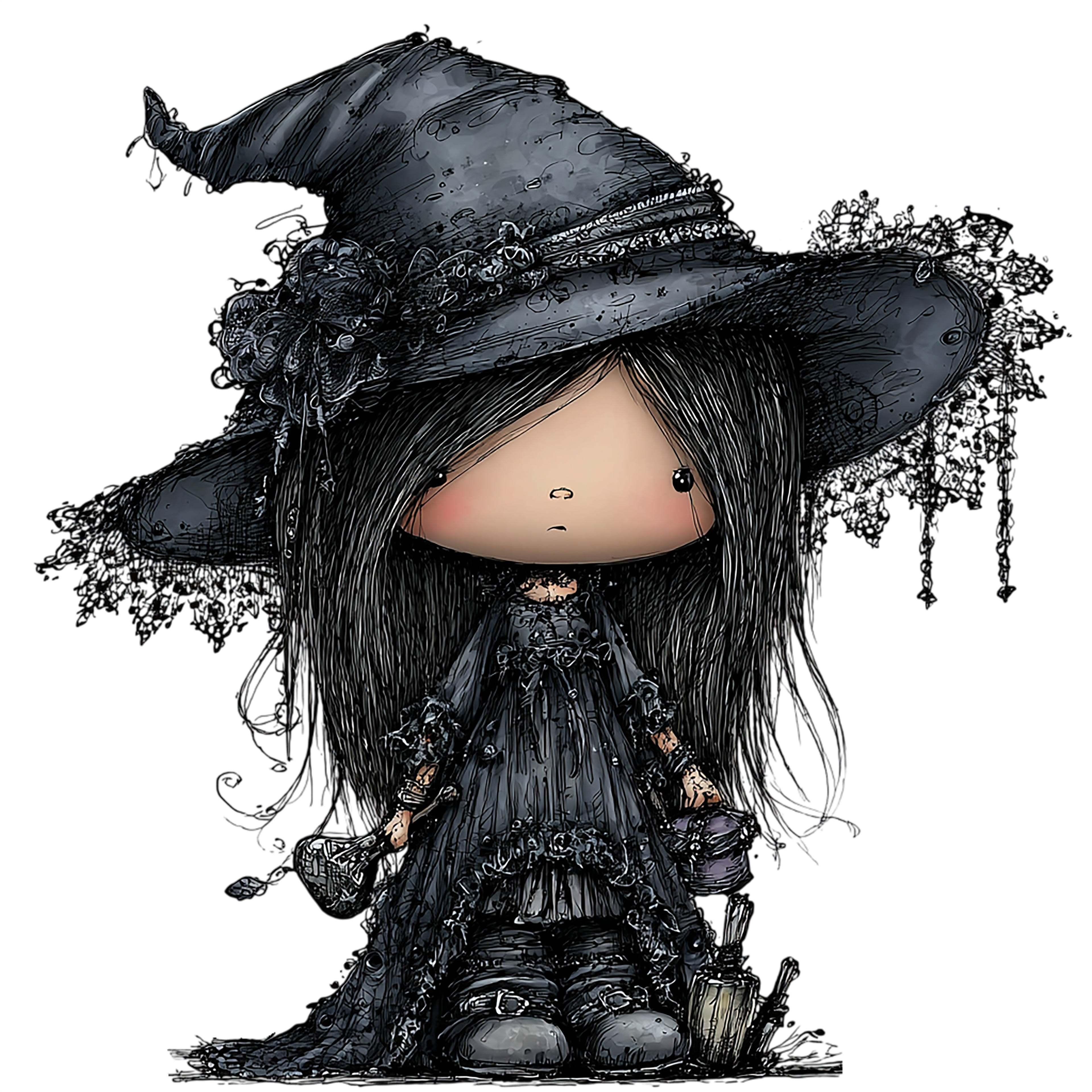 20 Whimsical Summer Witch PNG Clipart