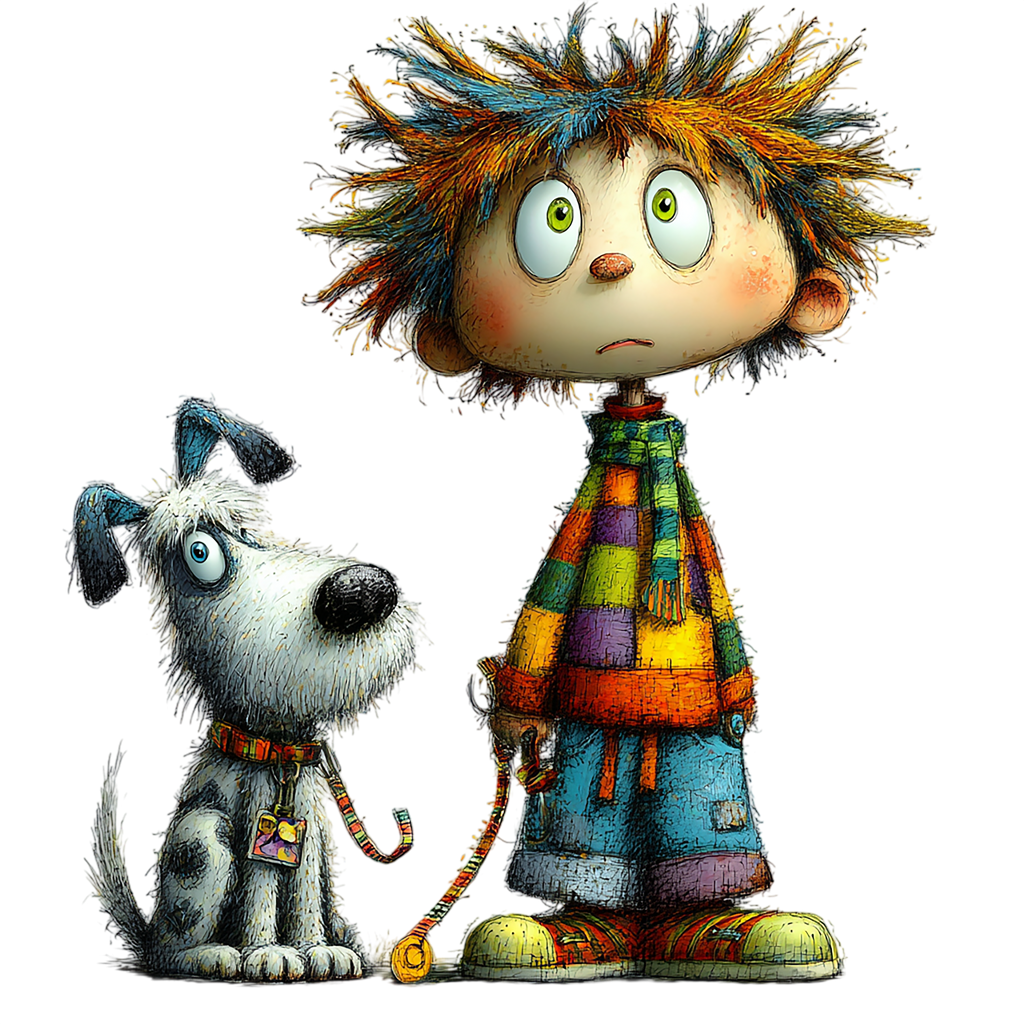 16 Quirky Puppy With Boy PNG Clipart Bundle