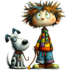 16 Quirky Puppy With Boy PNG Clipart Bundle