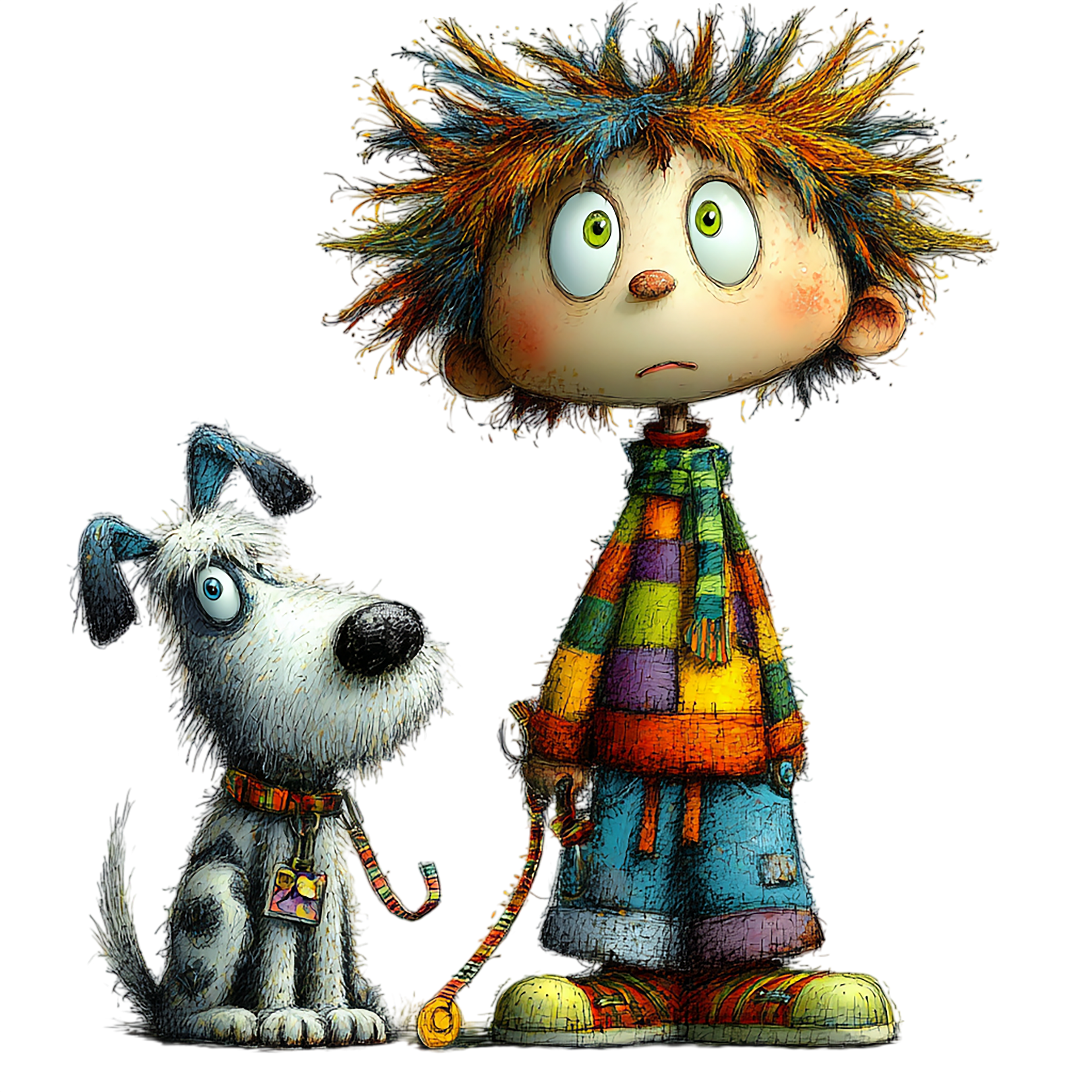 16 Quirky Puppy With Boy PNG Clipart Bundle