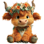 20 Whimsical Summer Highland Cow PNG Clipart Bundle