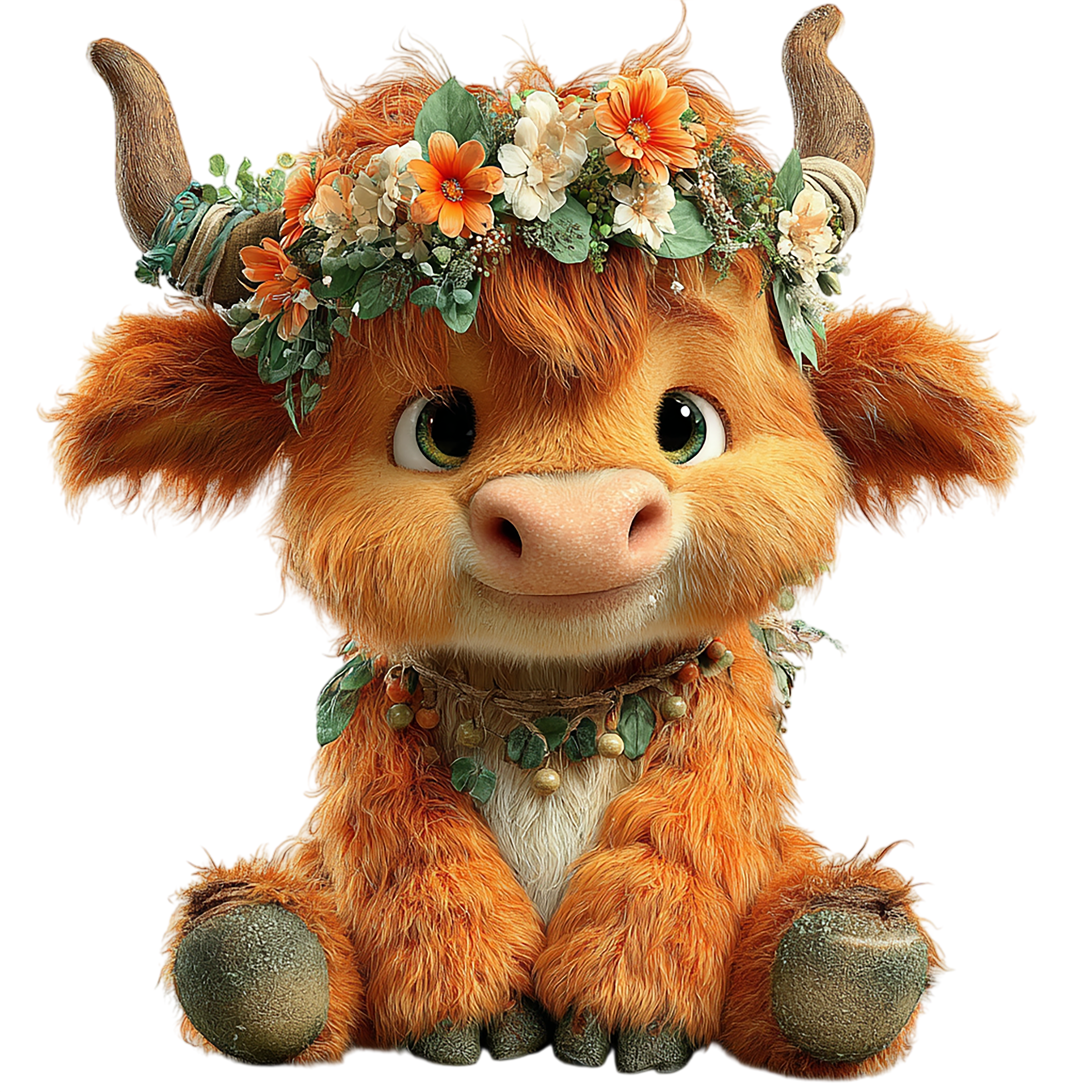20 Whimsical Summer Highland Cow PNG Clipart Bundle