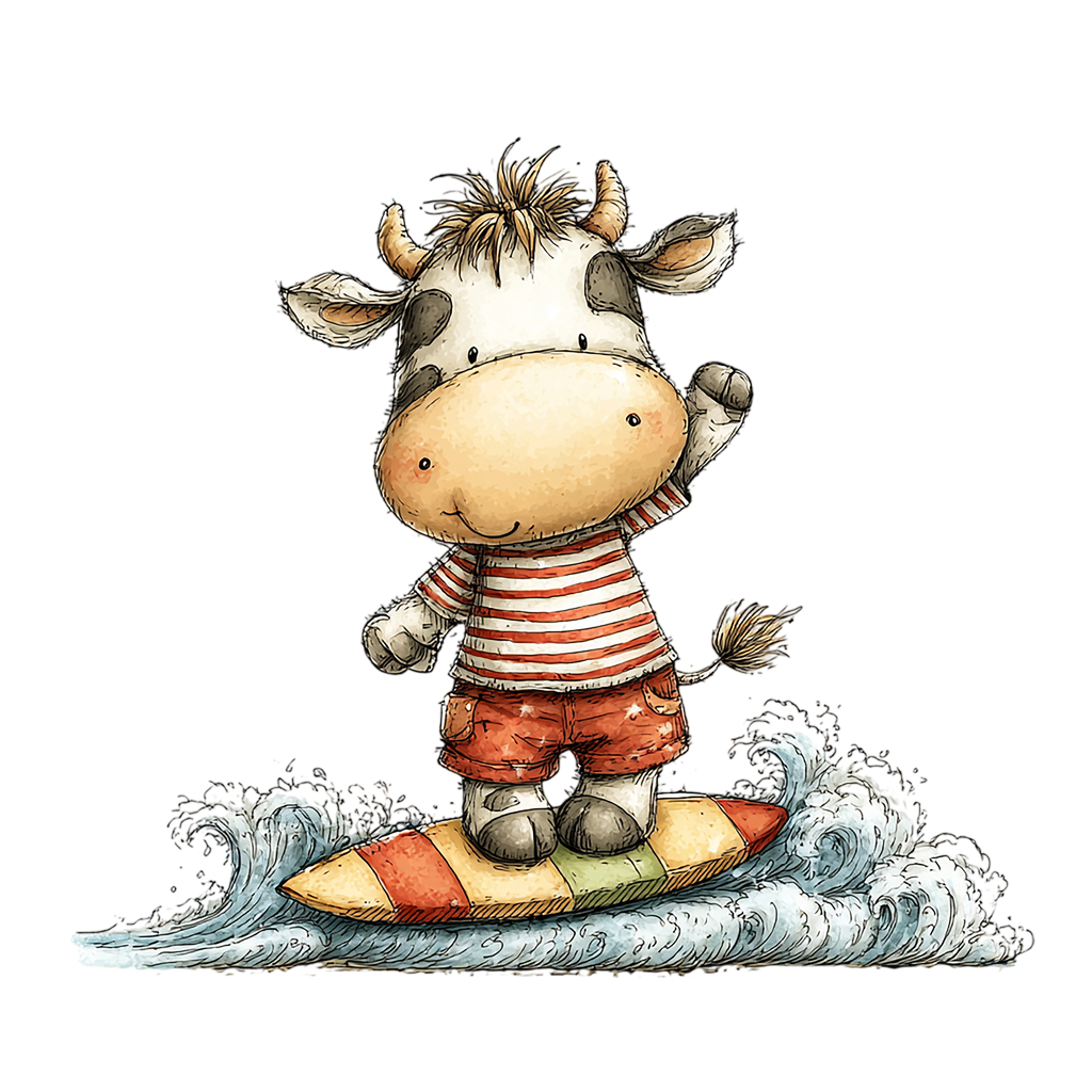 20 Watercolor Summer Cow PNG Clipart