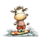 20 Watercolor Summer Cow PNG Clipart