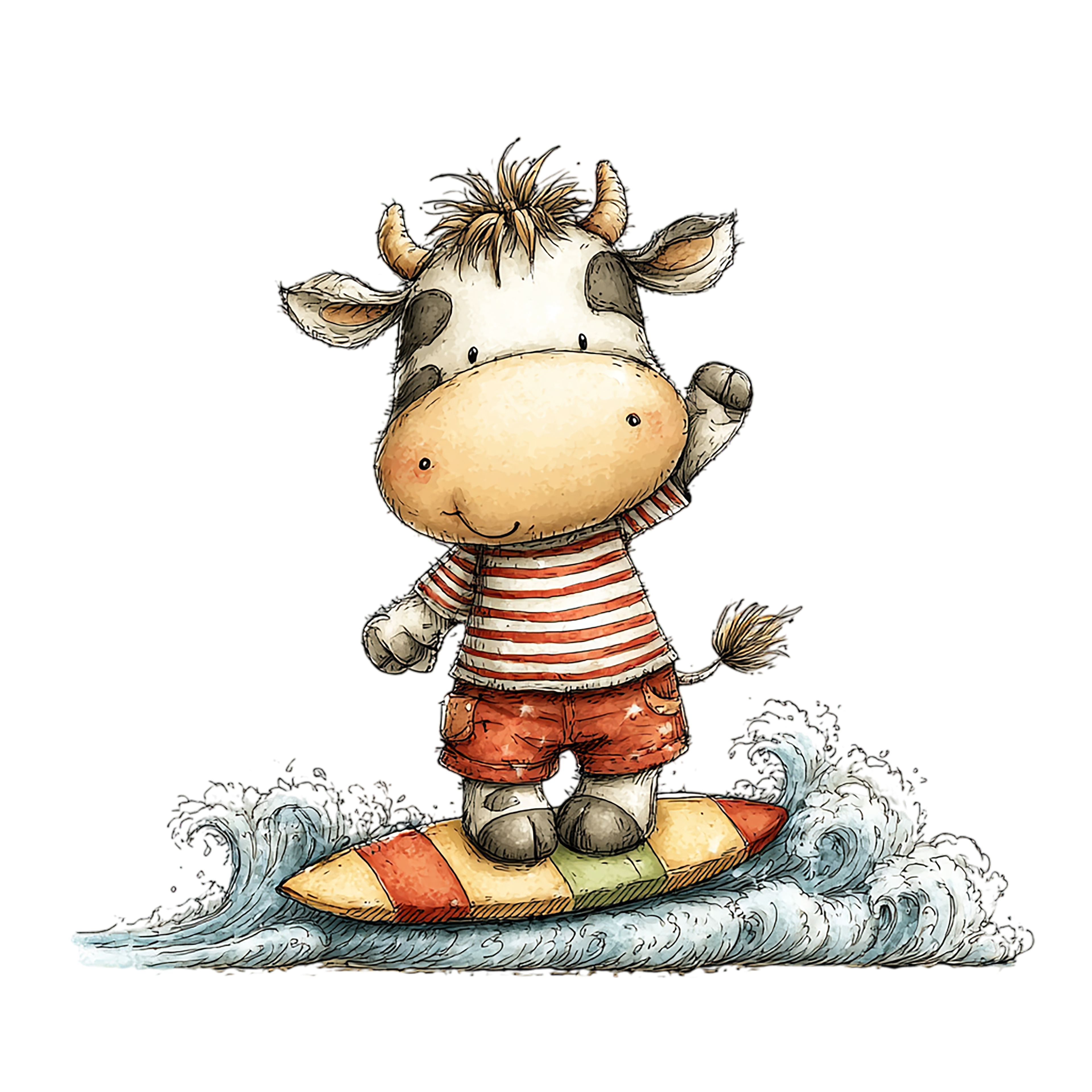 20 Watercolor Summer Cow PNG Clipart