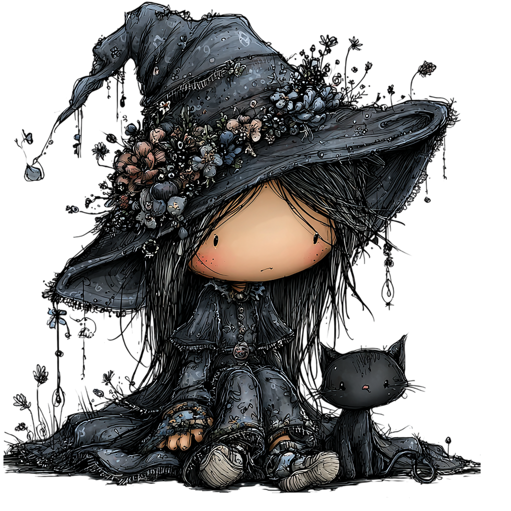 20 Whimsical Summer Witch PNG Clipart