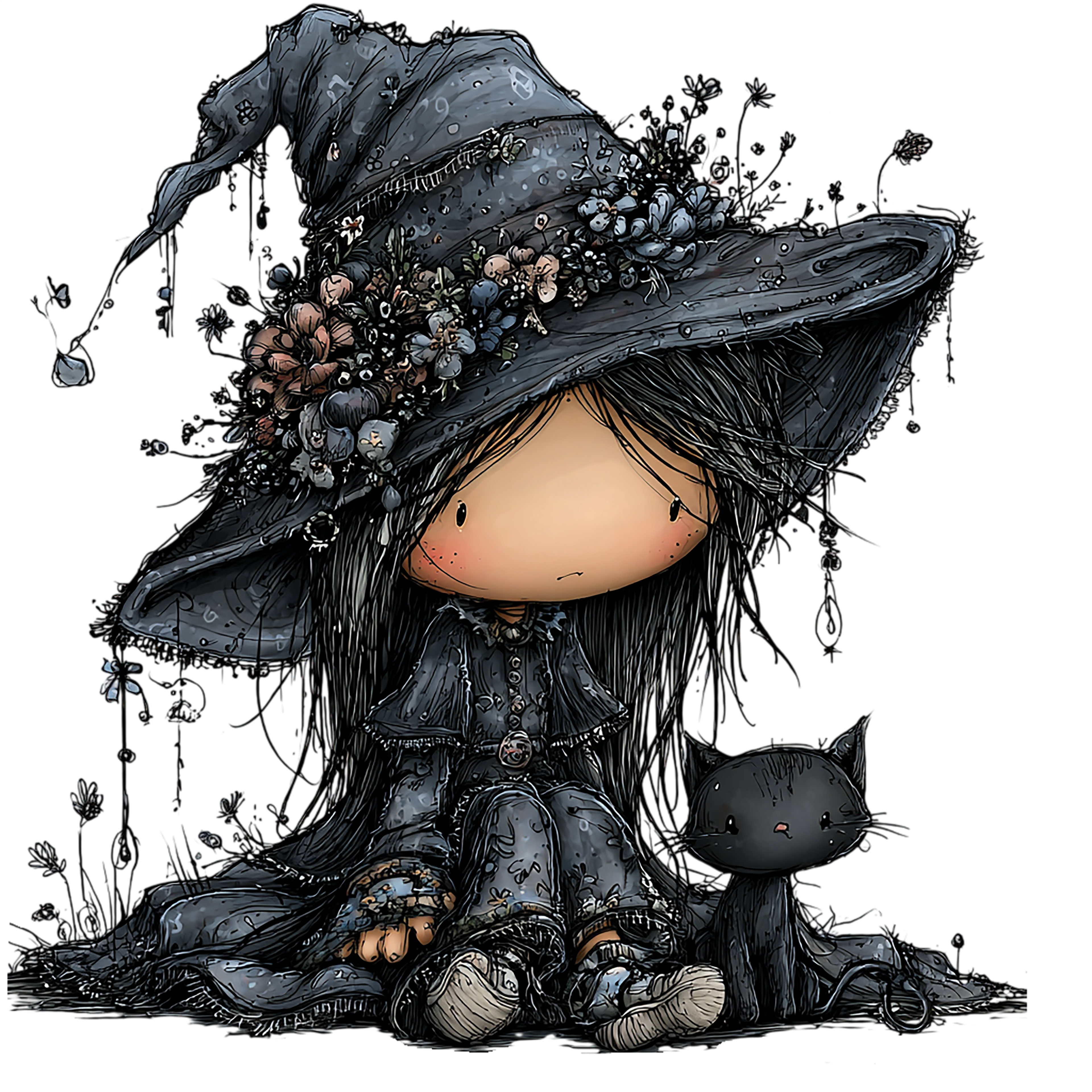 20 Whimsical Summer Witch PNG Clipart