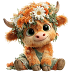 20 Whimsical Summer Highland Cow PNG Clipart Bundle