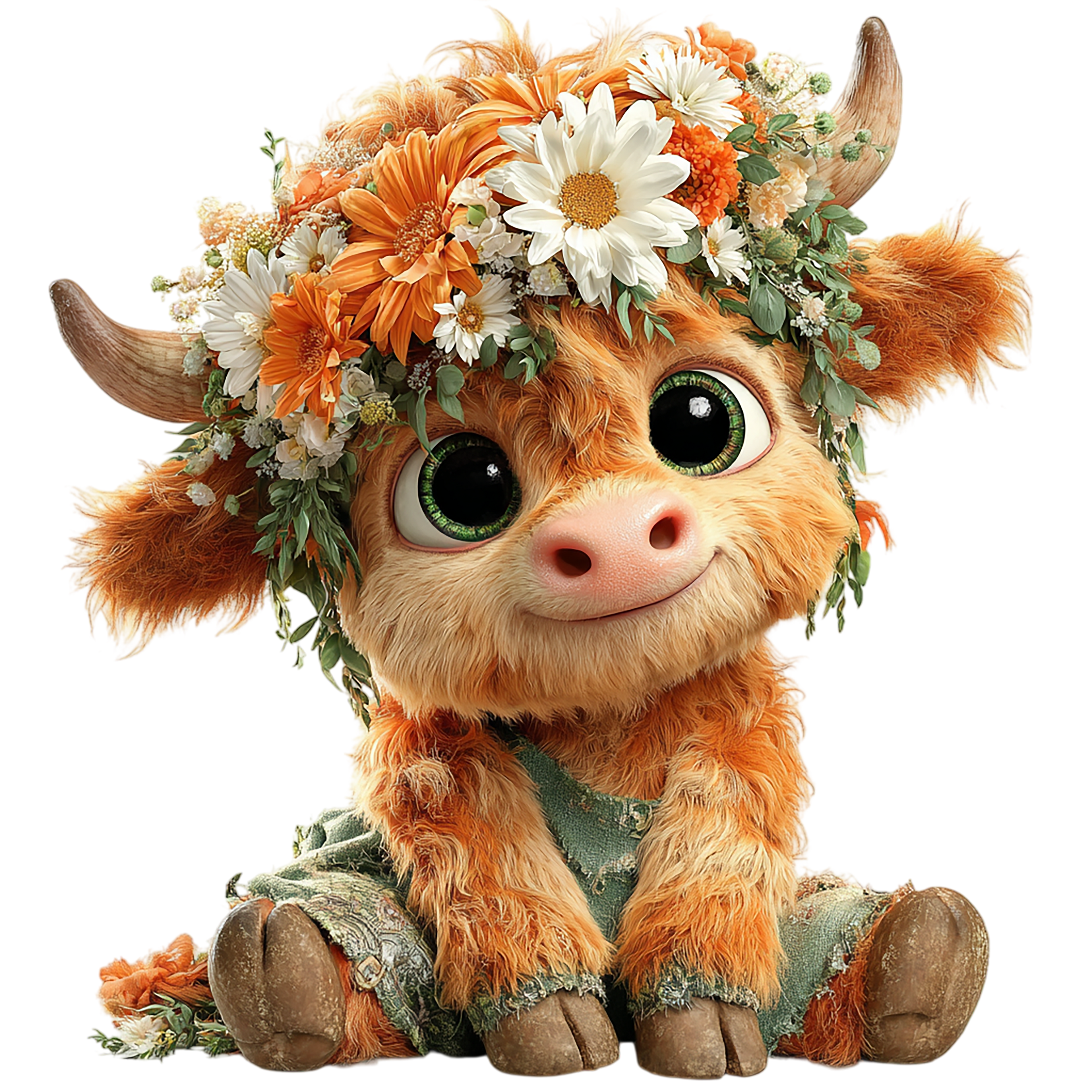 20 Whimsical Summer Highland Cow PNG Clipart Bundle