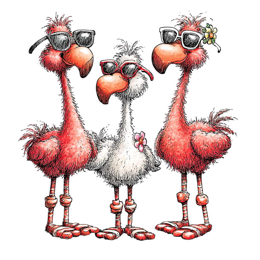 20 Whimsical Summer Flamingo PNG Clipart Bundle