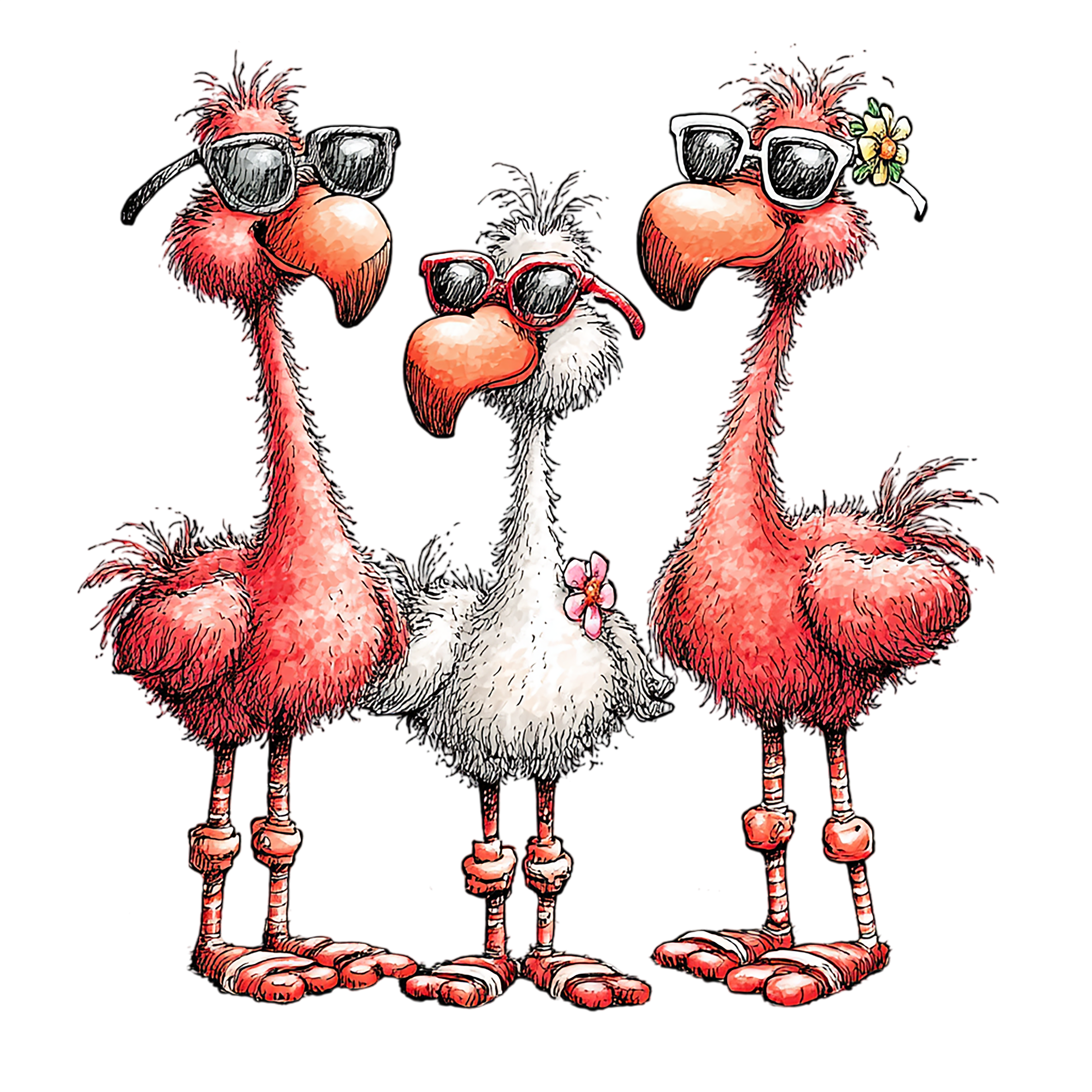 20 Whimsical Summer Flamingo PNG Clipart Bundle