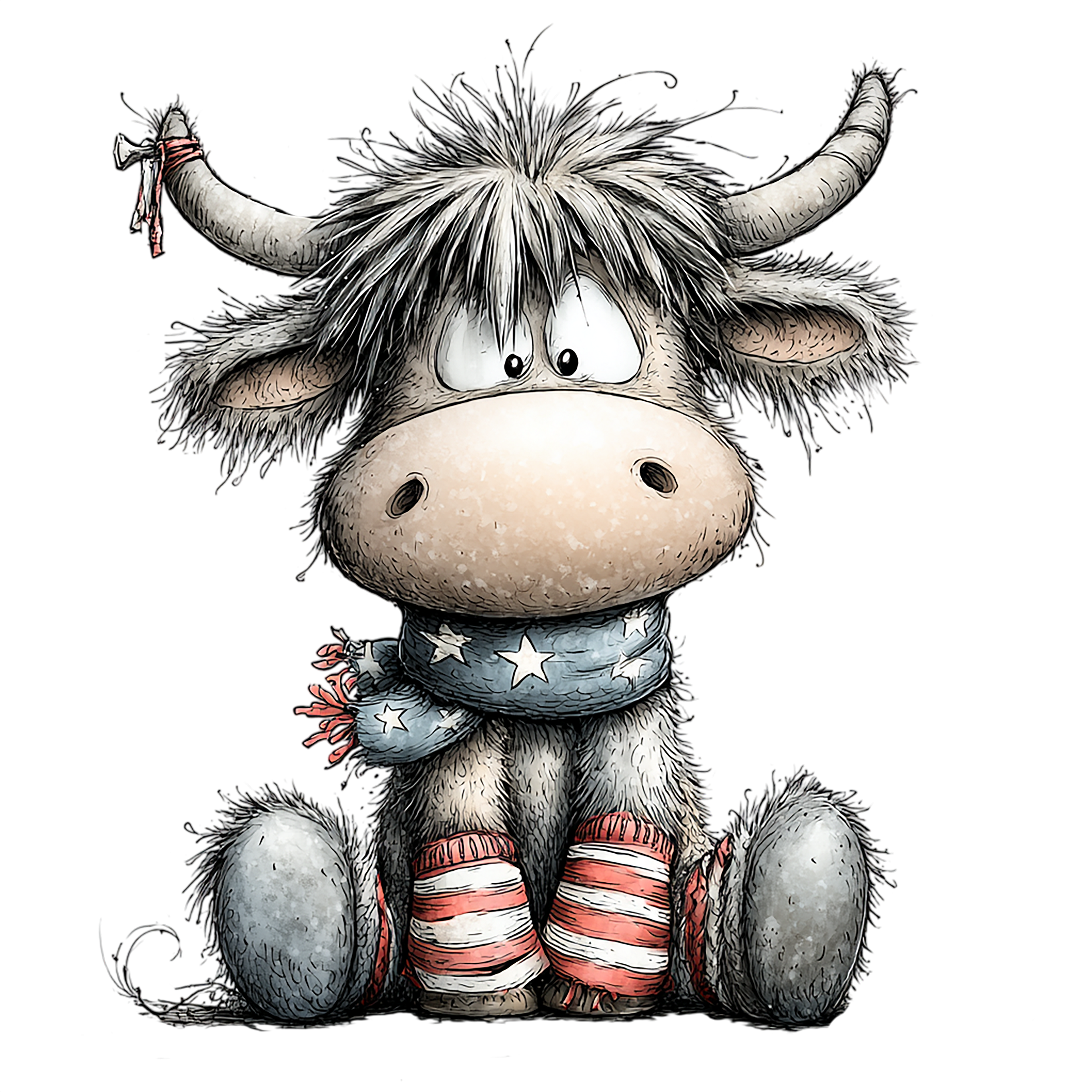 17 Highland Cow 4th Of July PNG Bundle