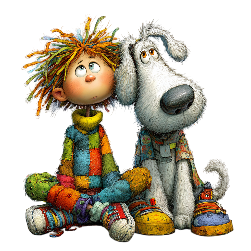 16 Quirky Puppy With Boy PNG Clipart Bundle