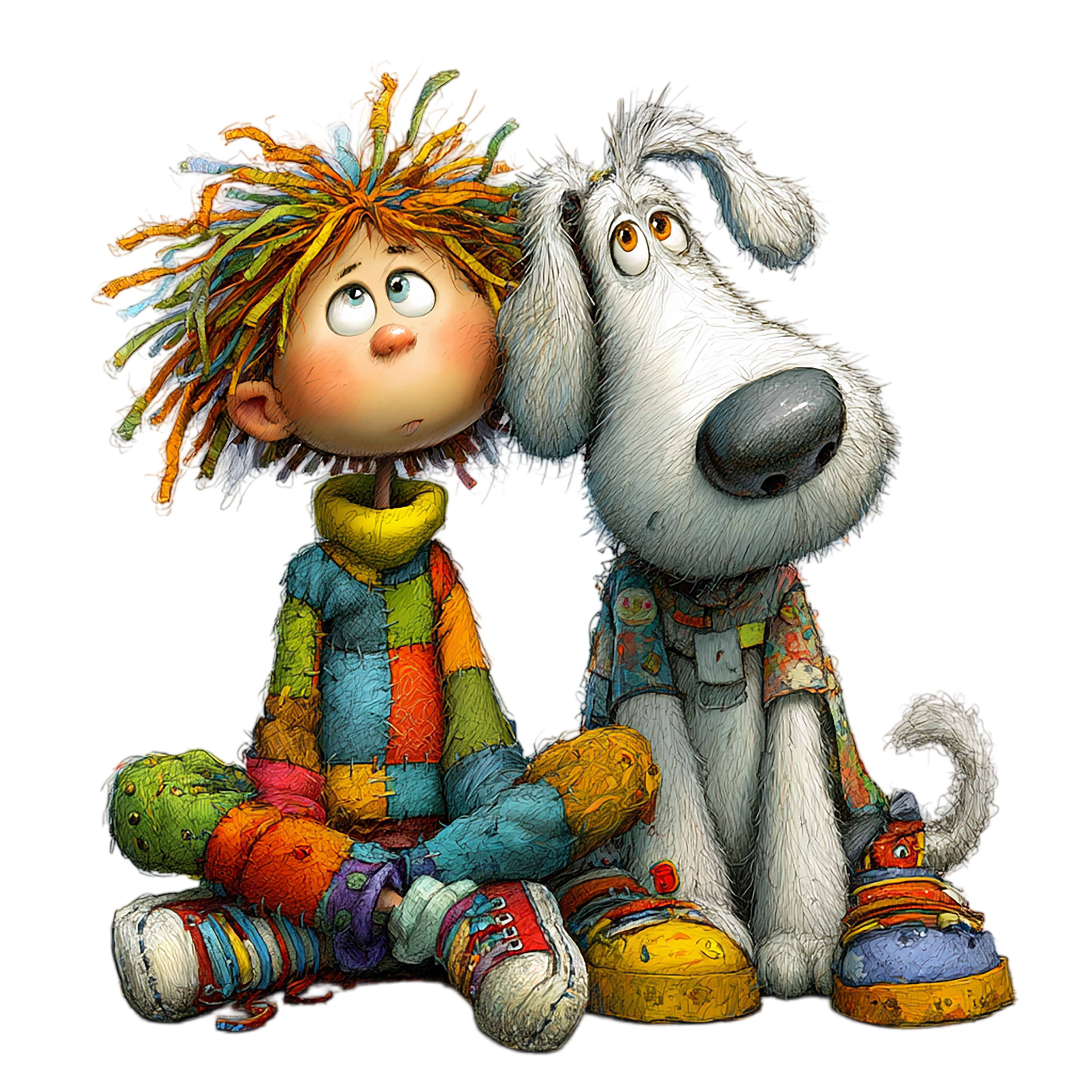 16 Quirky Puppy With Boy PNG Clipart Bundle