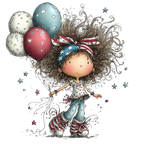 16 Whimsical 4th Of July Girls PNG Clipart Bundle