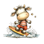 20 Watercolor Summer Cow PNG Clipart