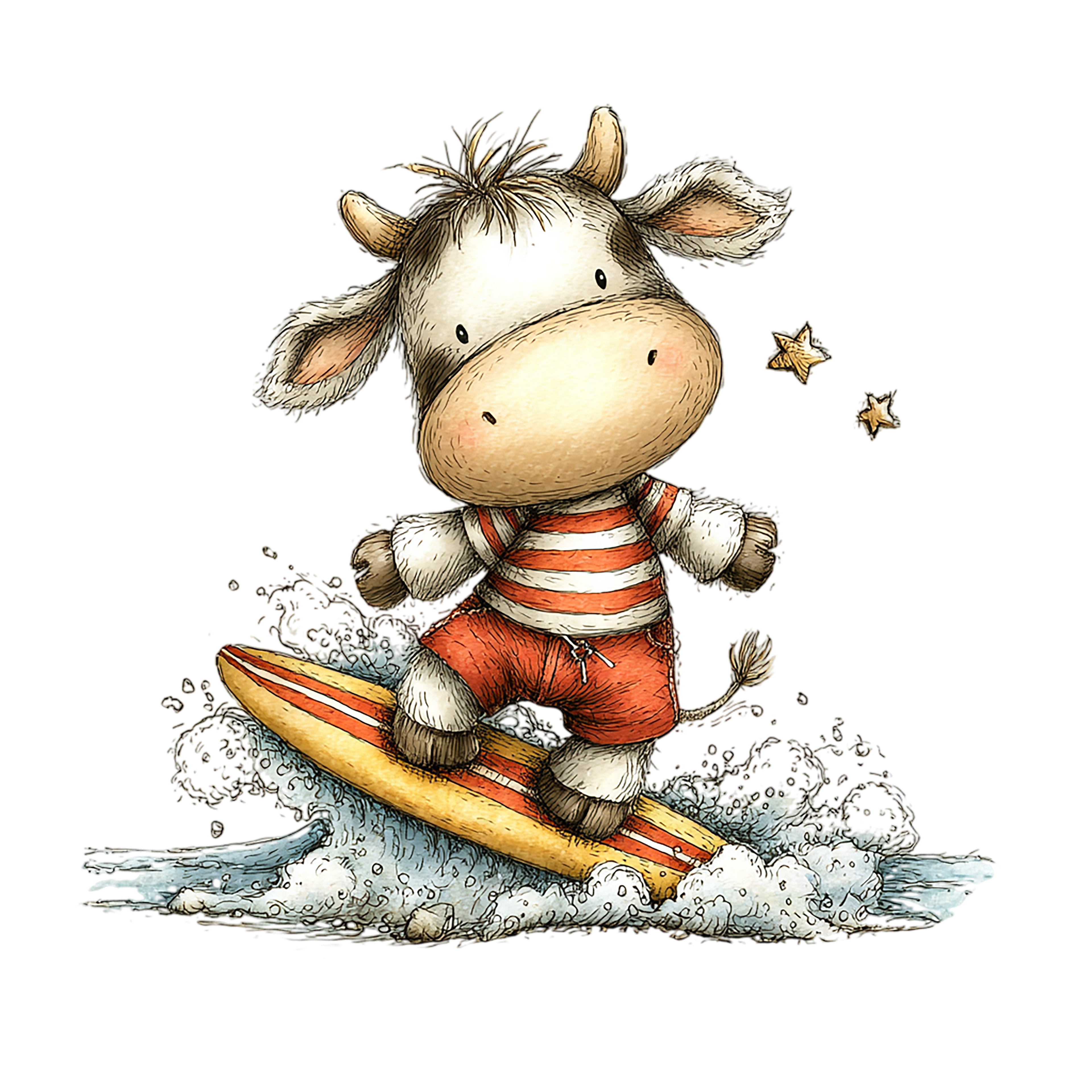 20 Watercolor Summer Cow PNG Clipart