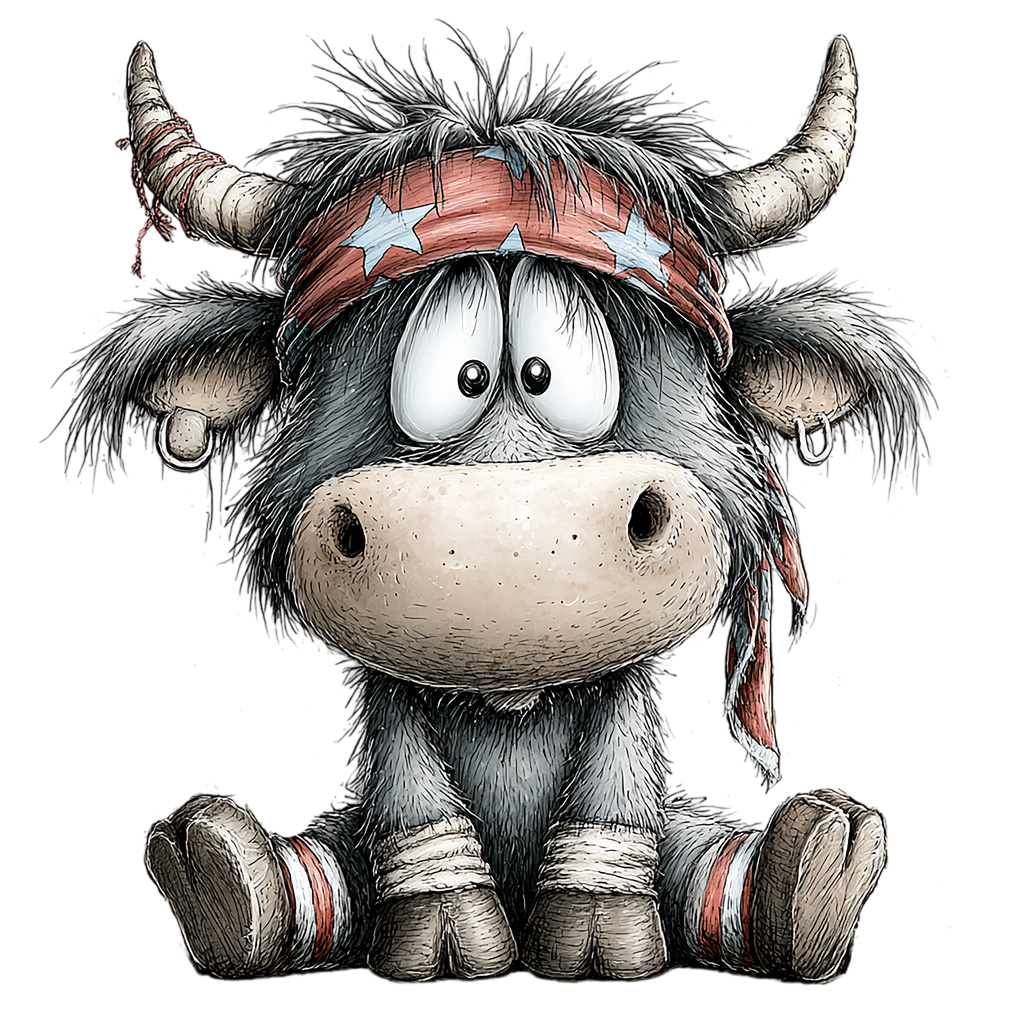17 Highland Cow 4th Of July PNG Bundle