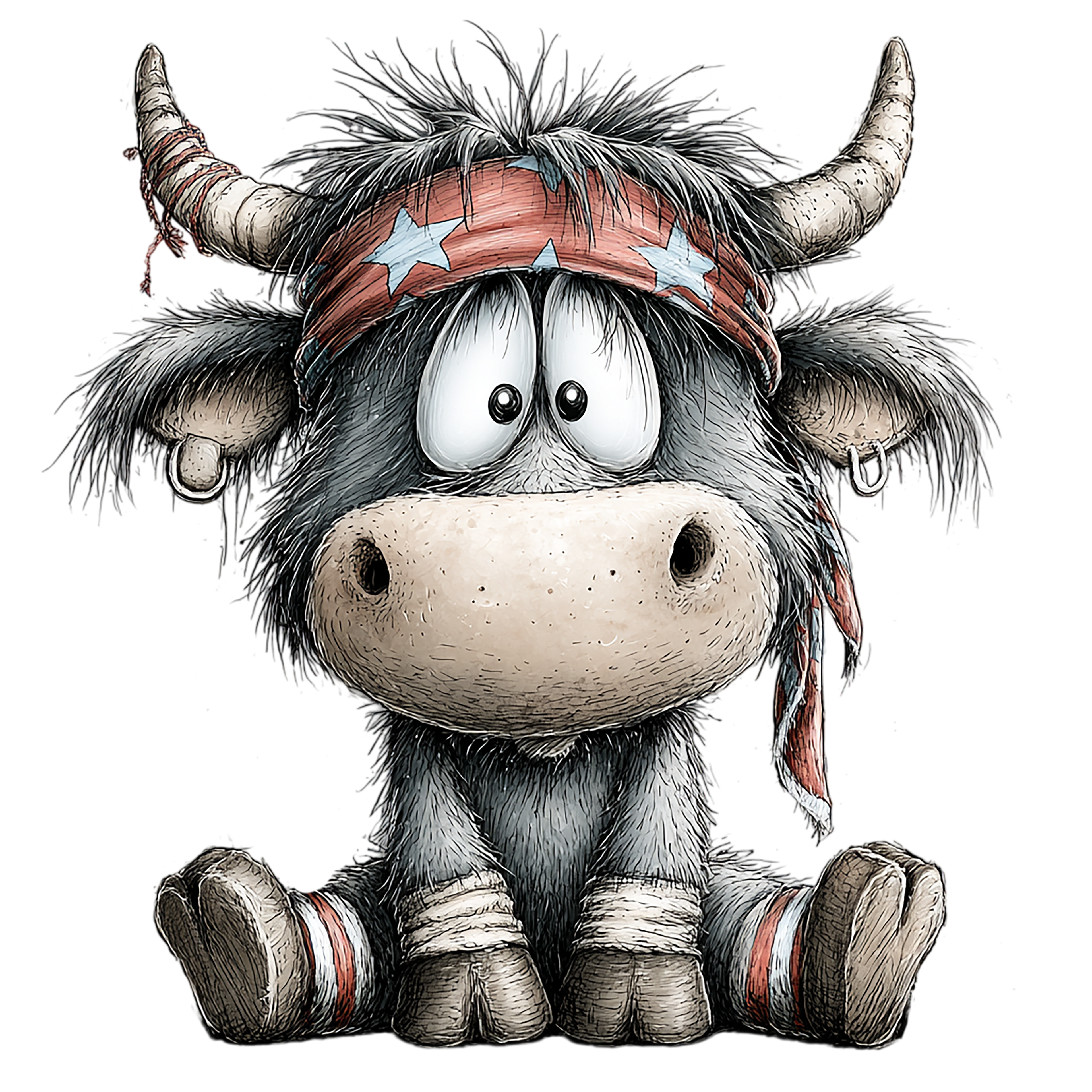 17 Highland Cow 4th Of July PNG Bundle