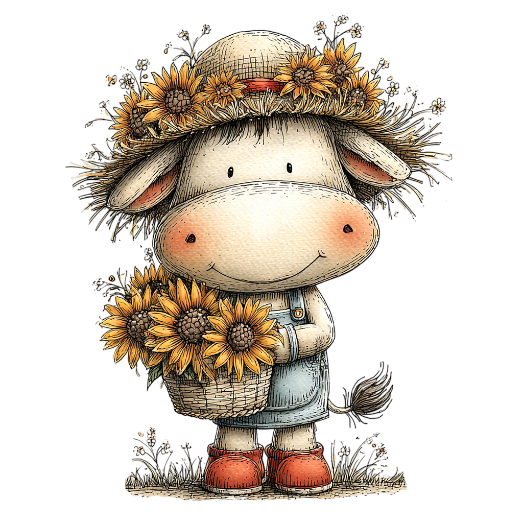 20 Watercolor Summer Cow PNG Clipart
