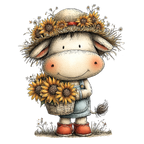 20 Watercolor Summer Cow PNG Clipart