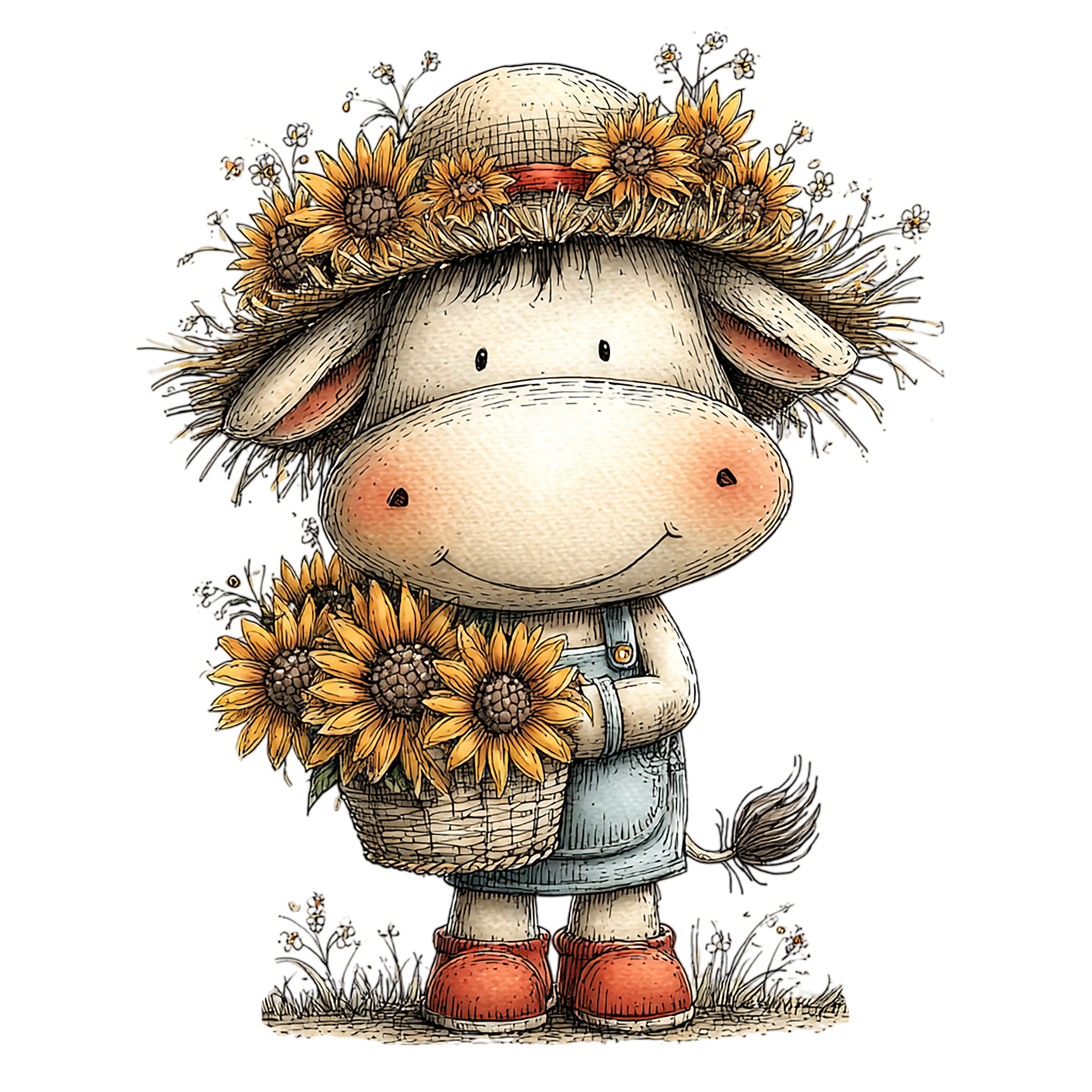 20 Watercolor Summer Cow PNG Clipart