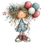 16 Whimsical 4th Of July Girls PNG Clipart Bundle