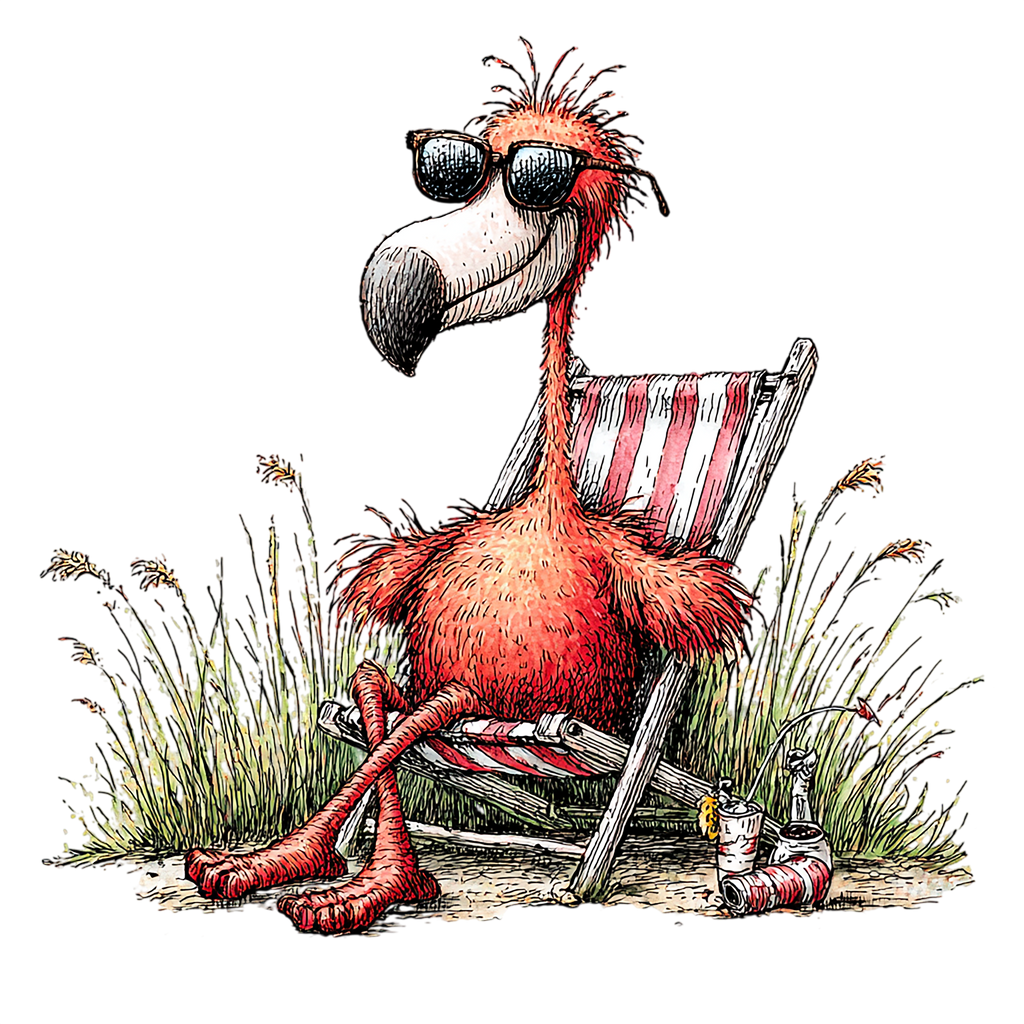 20 Whimsical Summer Flamingo PNG Clipart Bundle