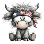 17 Highland Cow 4th Of July PNG Bundle