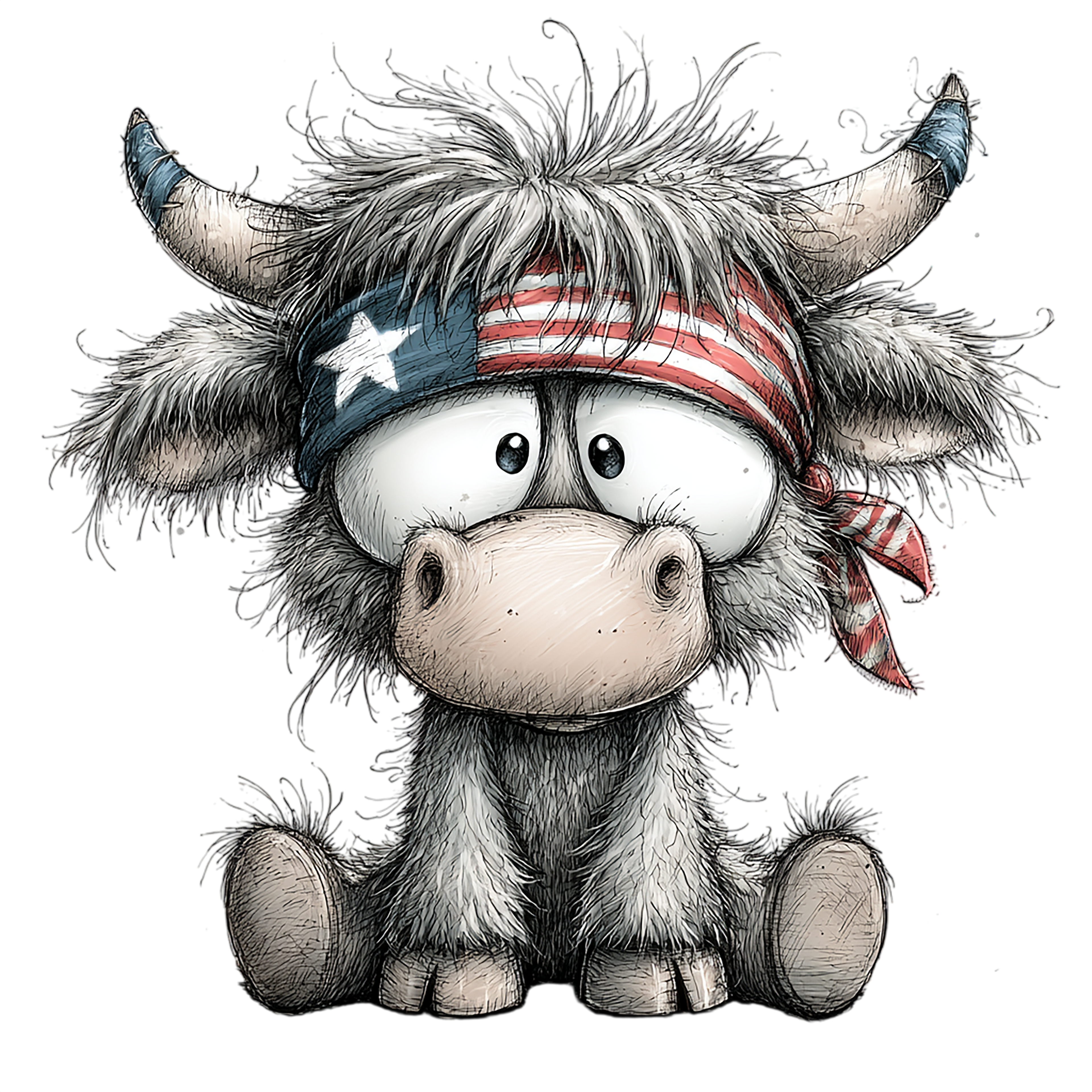 17 Highland Cow 4th Of July PNG Bundle