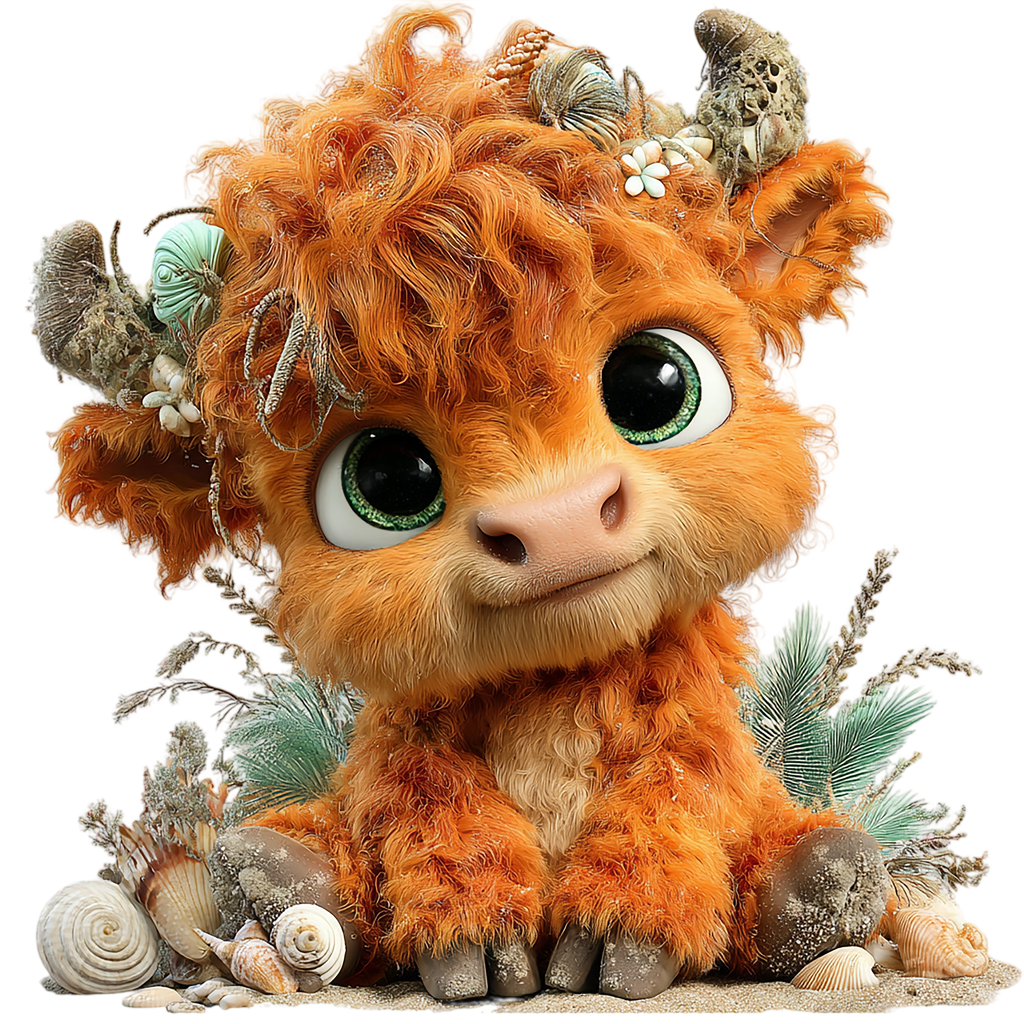 20 Whimsical Summer Highland Cow PNG Clipart Bundle