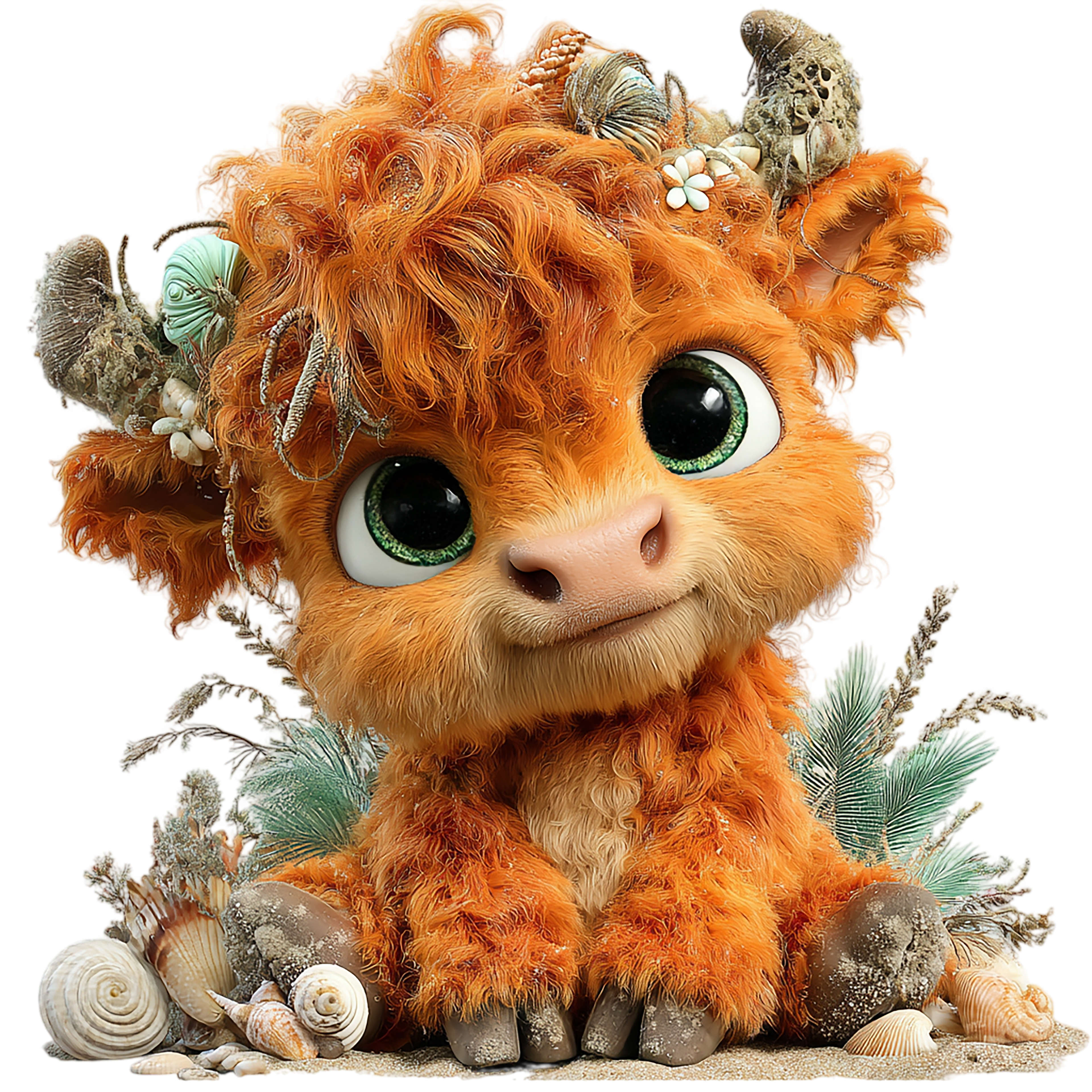 20 Whimsical Summer Highland Cow PNG Clipart Bundle