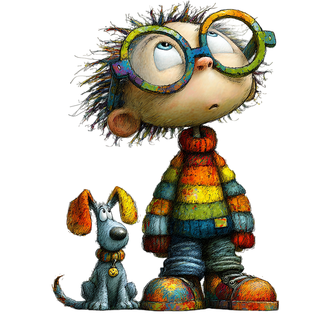 16 Quirky Puppy With Boy PNG Clipart Bundle