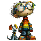 16 Quirky Puppy With Boy PNG Clipart Bundle