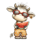 20 Watercolor Summer Cow PNG Clipart