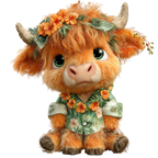 20 Whimsical Summer Highland Cow PNG Clipart Bundle