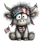 17 Highland Cow 4th Of July PNG Bundle