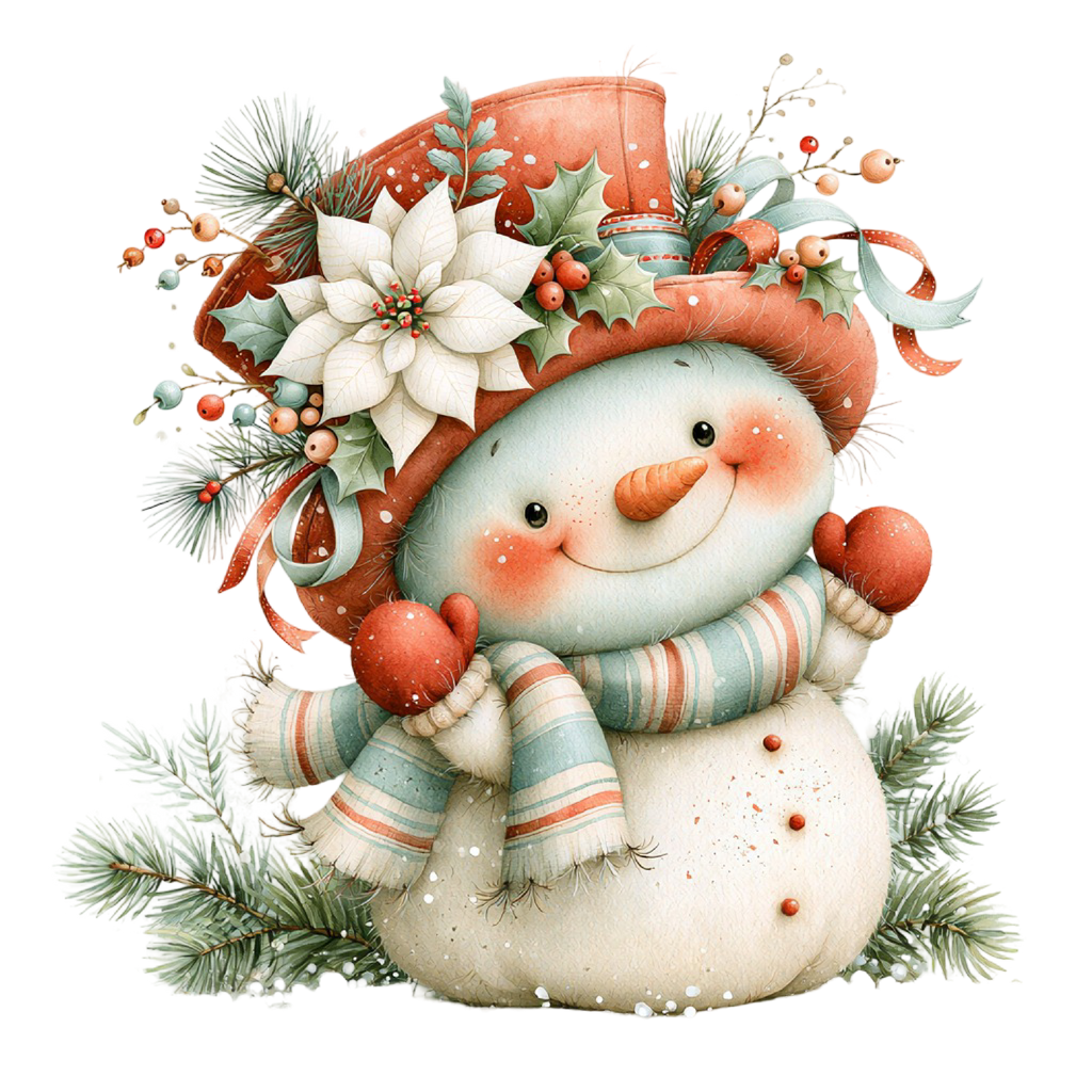 25 Cute Christmas Snowman PNG Clipart Bundle