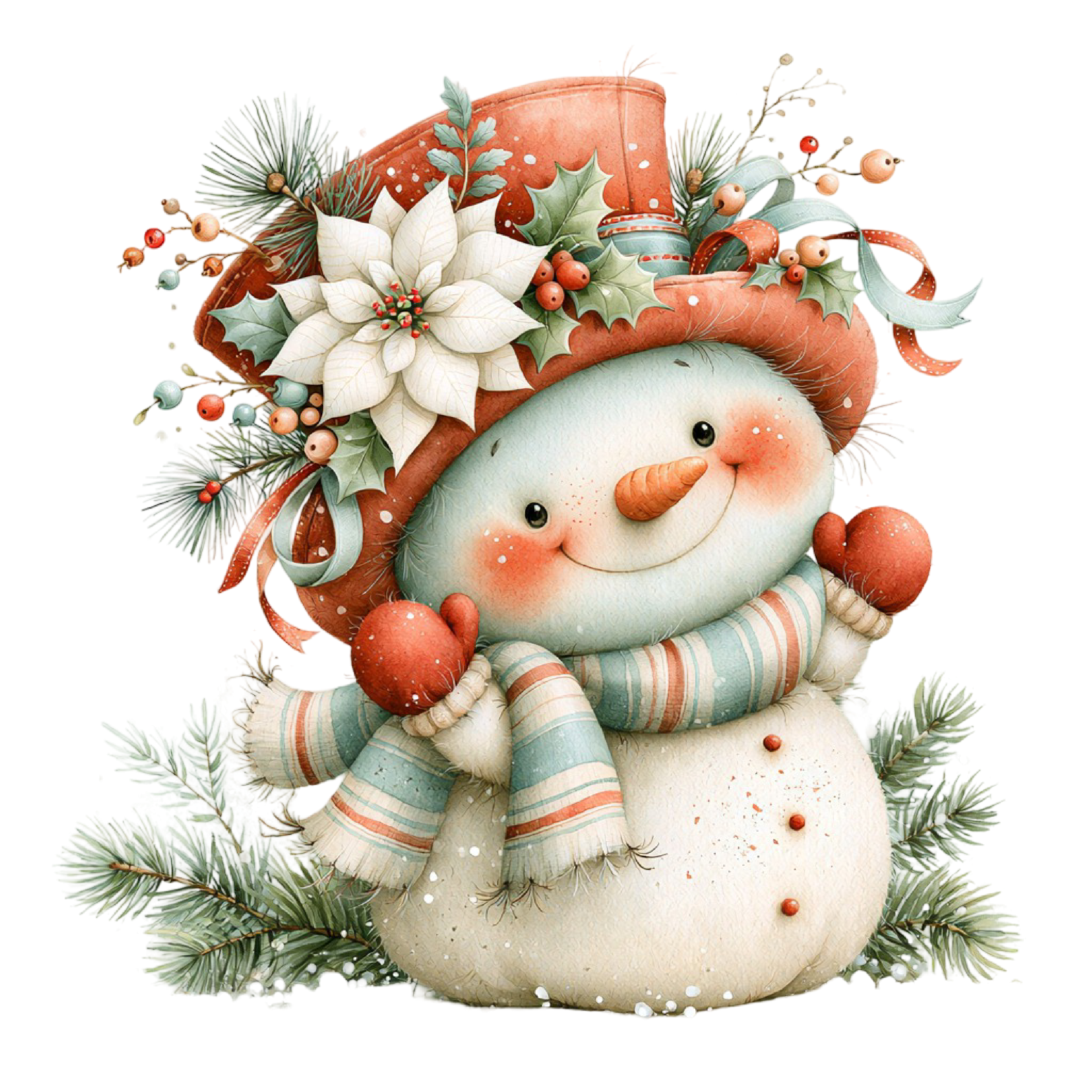 25 Cute Christmas Snowman PNG Clipart Bundle
