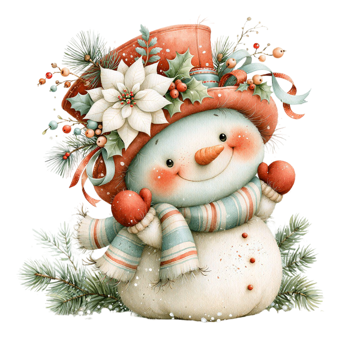 25 Cute Christmas Snowman PNG Clipart Bundle