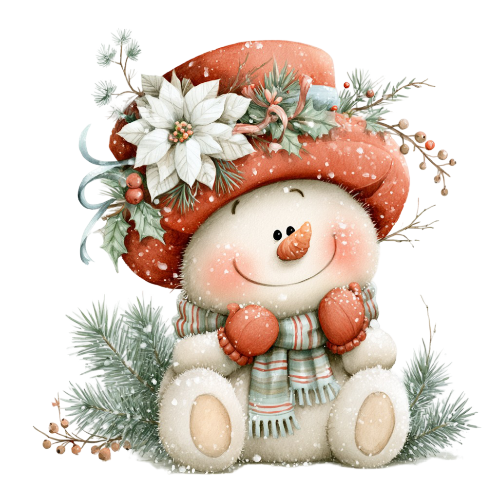 25 Cute Christmas Snowman PNG Clipart Bundle