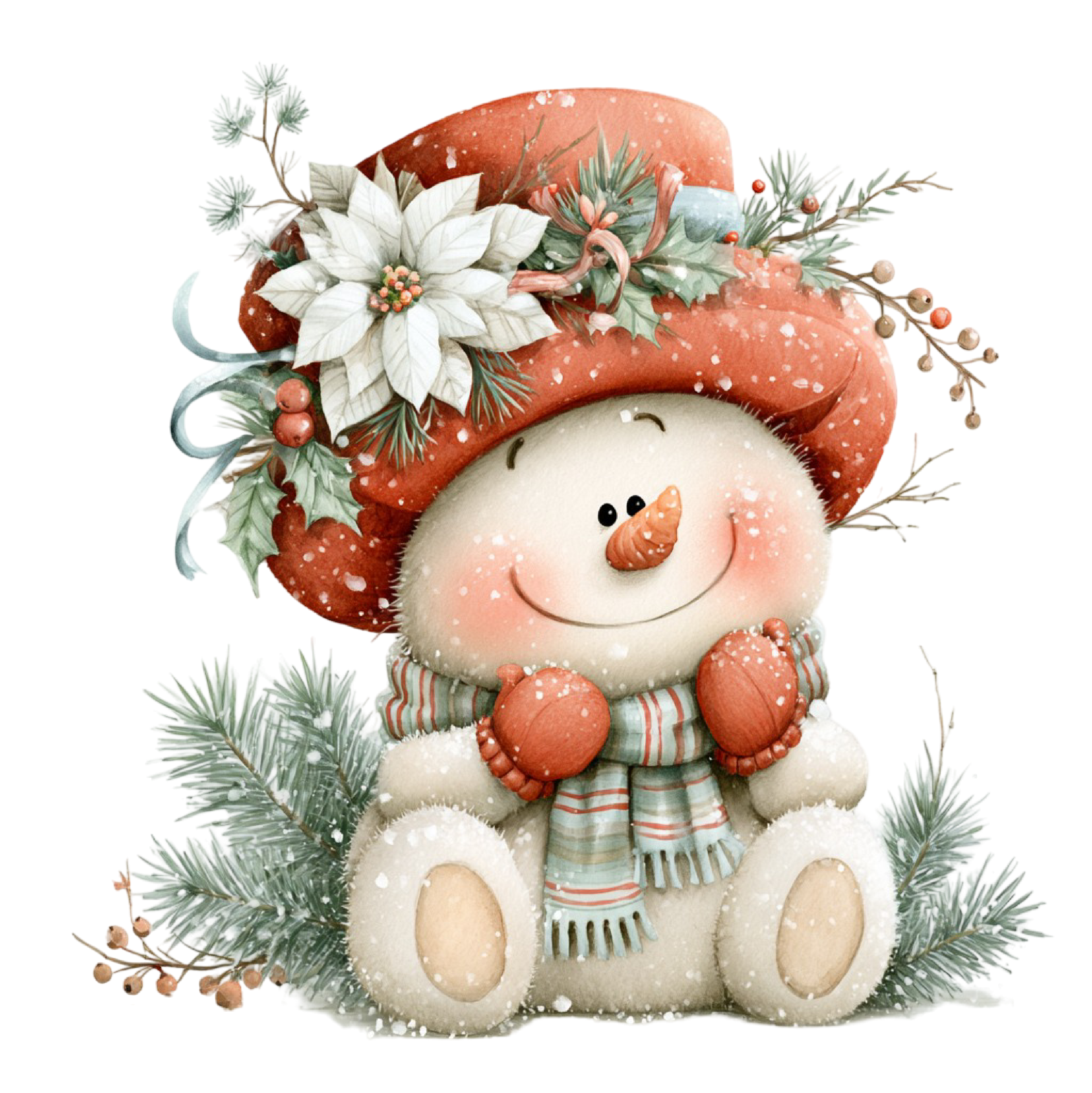 25 Cute Christmas Snowman PNG Clipart Bundle