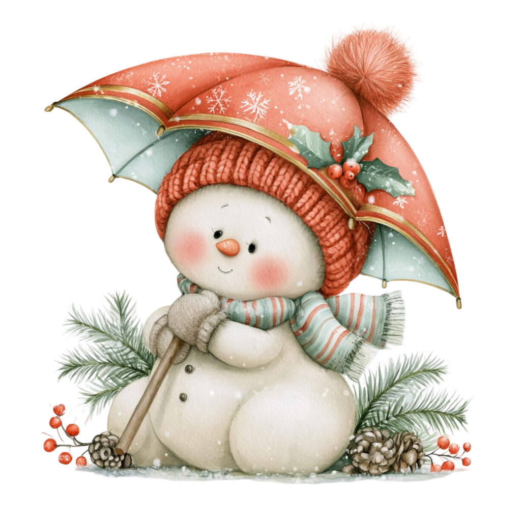 25 Cute Christmas Snowman PNG Clipart Bundle