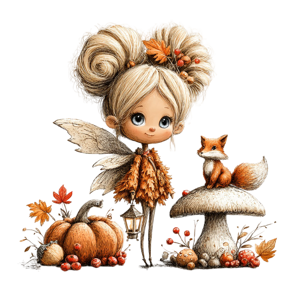 33 Autumn Forest Fairy Girl PNG Clipart Bundle