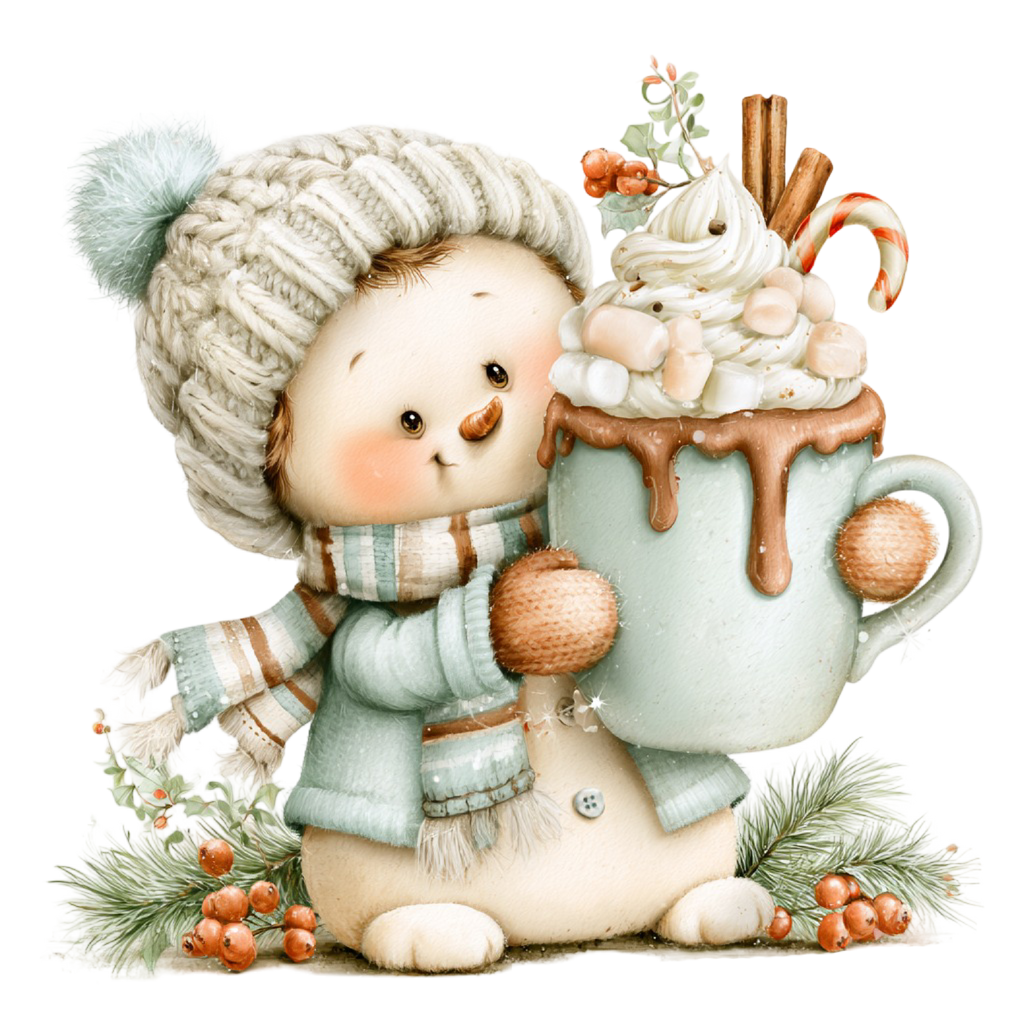 25 Cute Christmas Snowman PNG Clipart Bundle