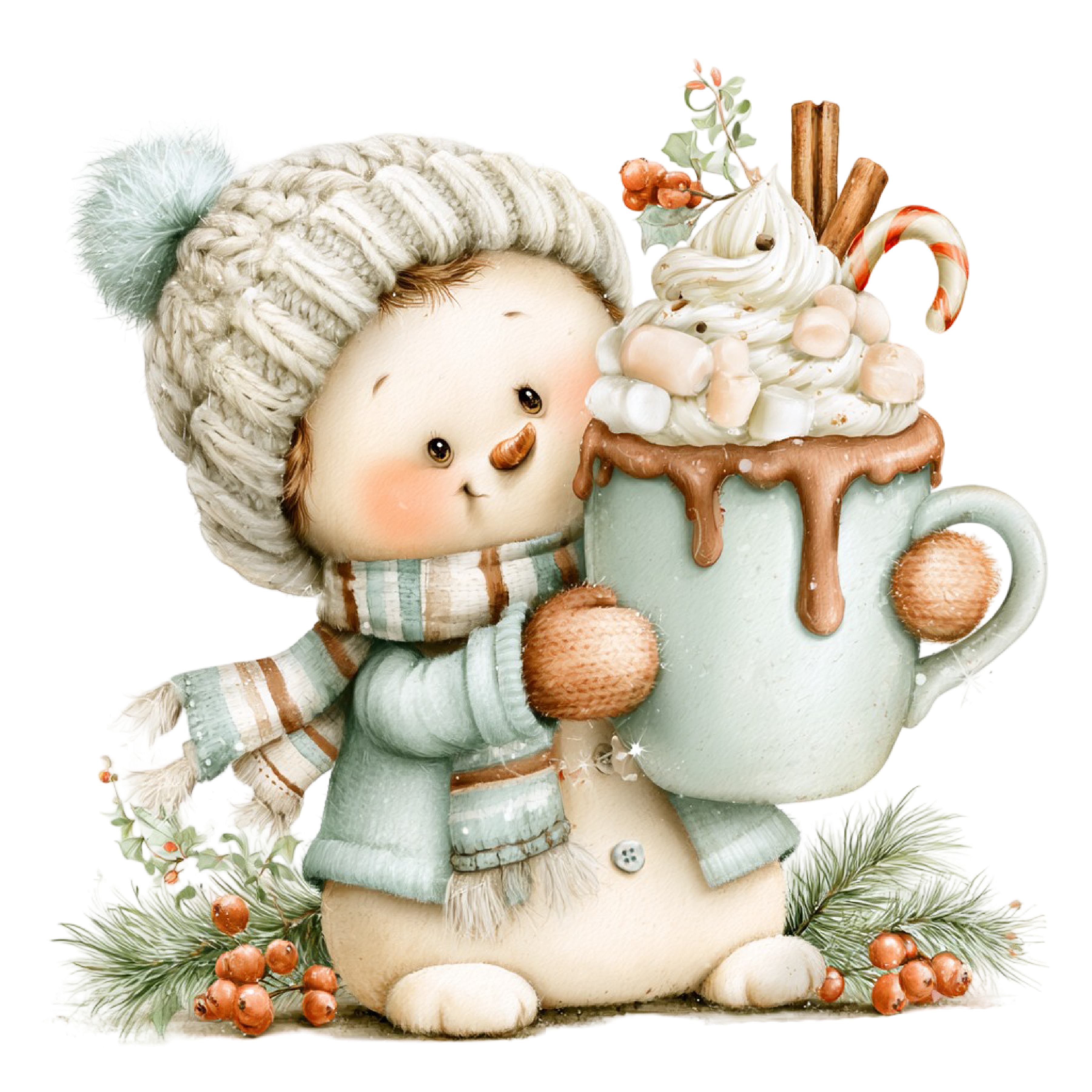25 Cute Christmas Snowman PNG Clipart Bundle