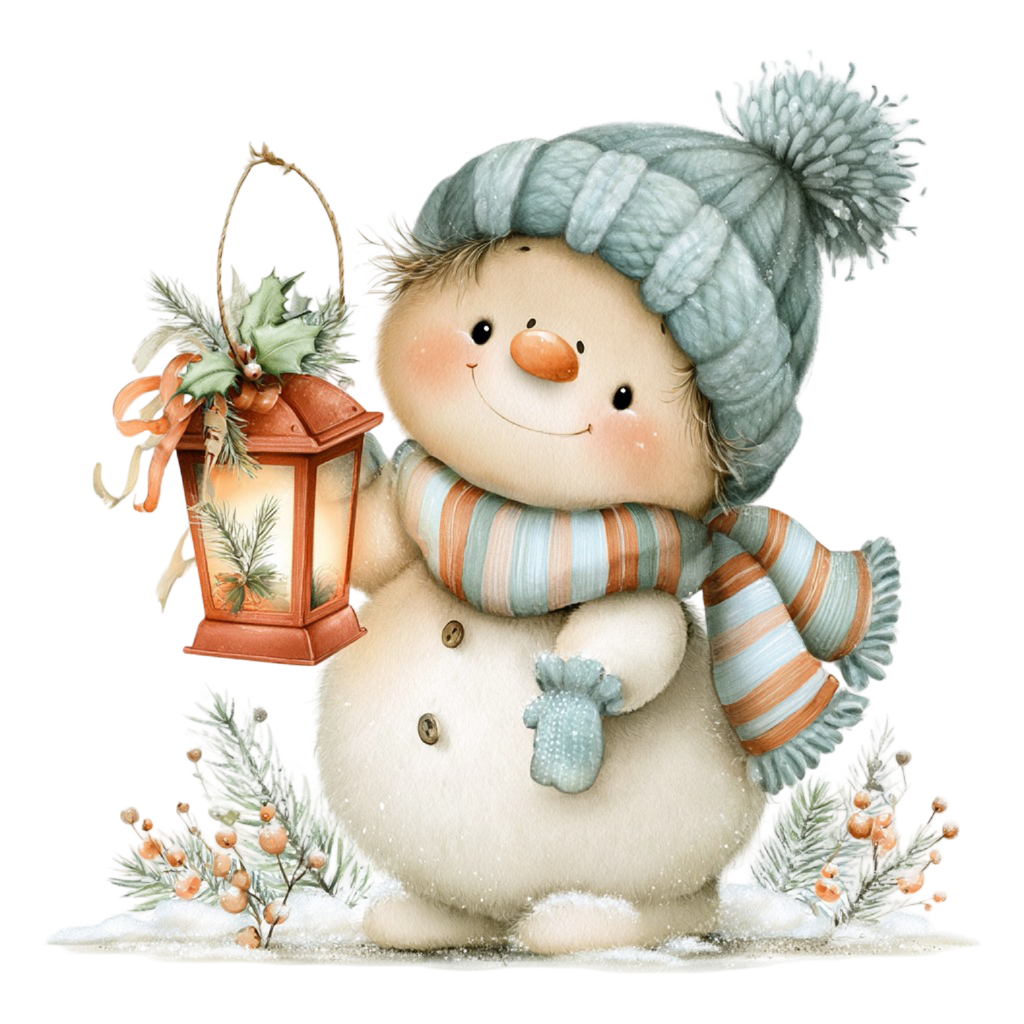 25 Cute Christmas Snowman PNG Clipart Bundle