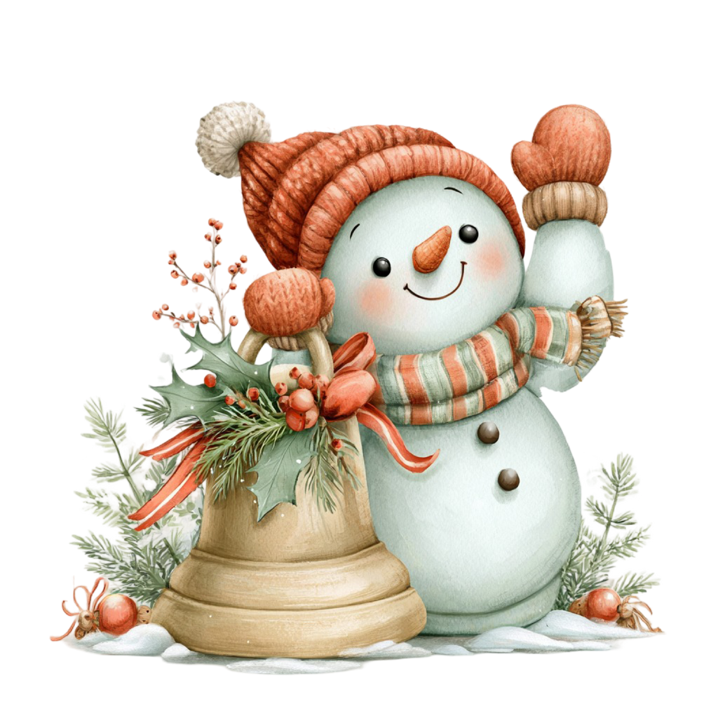 25 Cute Christmas Snowman PNG Clipart Bundle