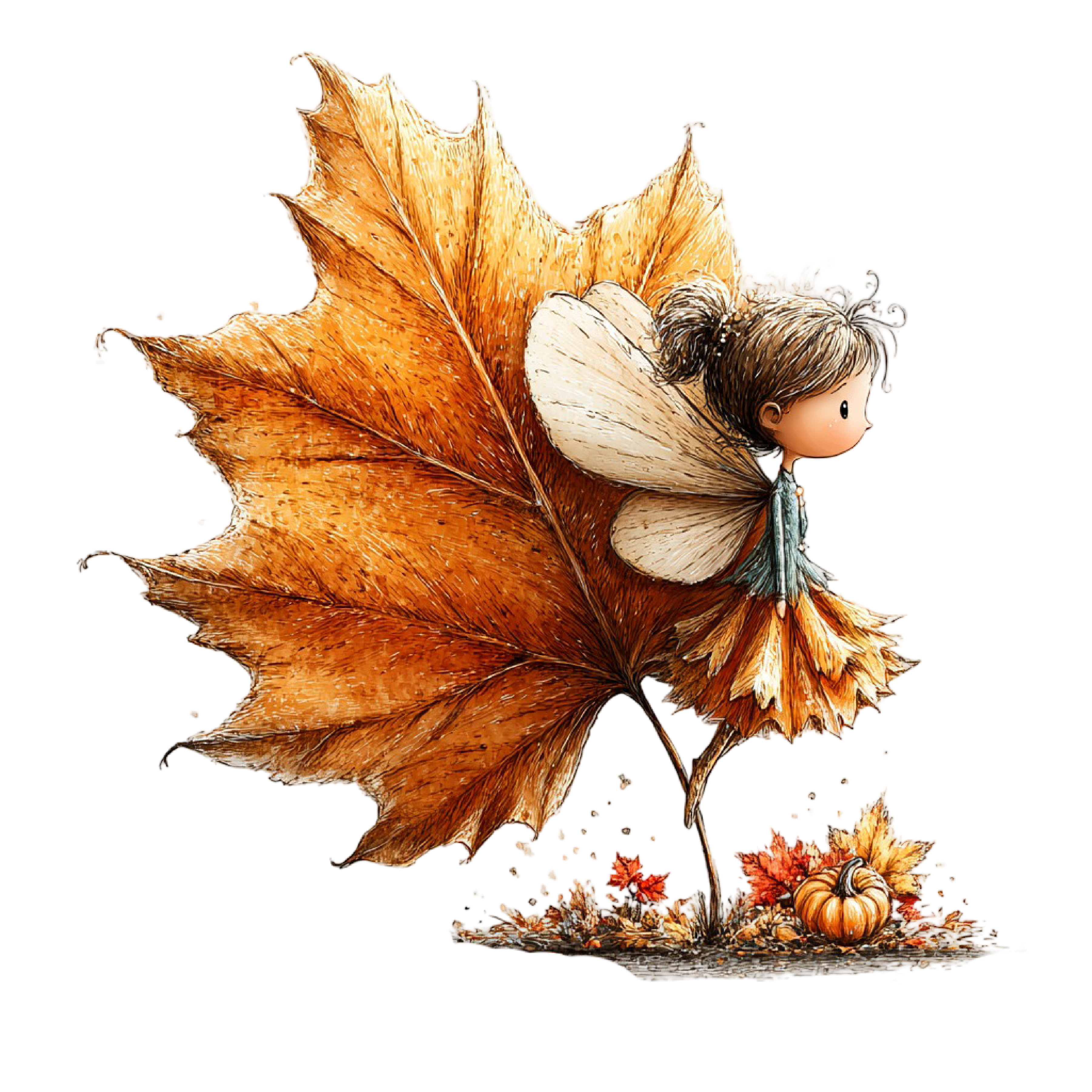 33 Autumn Forest Fairy Girl PNG Clipart Bundle