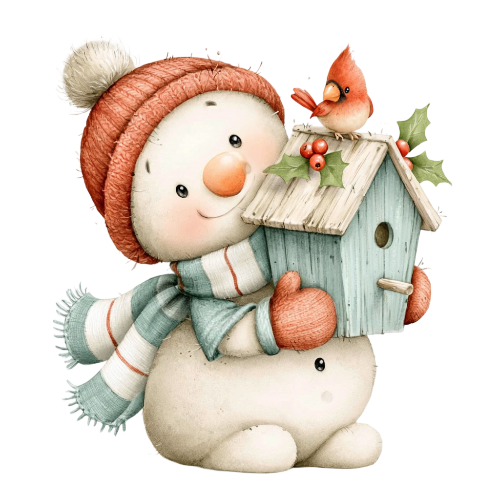 25 Cute Christmas Snowman PNG Clipart Bundle